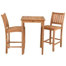 3 Piece Teak Wood Bar Set Including 27" Square Bistro Bar Table and 2 Abaco Barstools