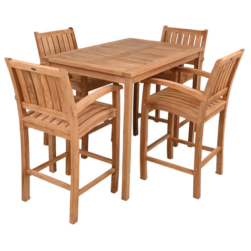 5 Piece Teak Wood Bistro Bar Set Including 55