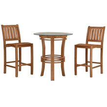 3 Piece Teak Wood Bistro Bar Set Including 36" Round Half Moon Table and 2 Abaco Barstools