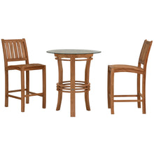 3 Piece Teak Wood Bistro Bar Set Including 36" Round Half Moon Table and 2 Abaco Barstools