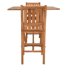 3 Piece Teak Wood Bistro Bar Set Including 35" Square Miami Bar Table and 2 Abaco Barstools