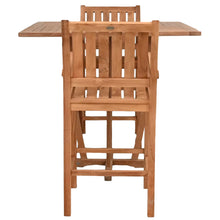 3 Piece Teak Wood Bistro Bar Set Including 35" Square Miami Table and 2 Abaco Barstools with Arms