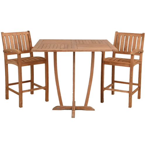 3 Piece Teak Wood Bistro Bar Set Including 35