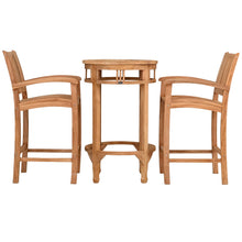 3 Piece Teak Wood Bistro Bar Set Including 27" Round Orleans Bar Table and 2 Abaco Barstools with Arms