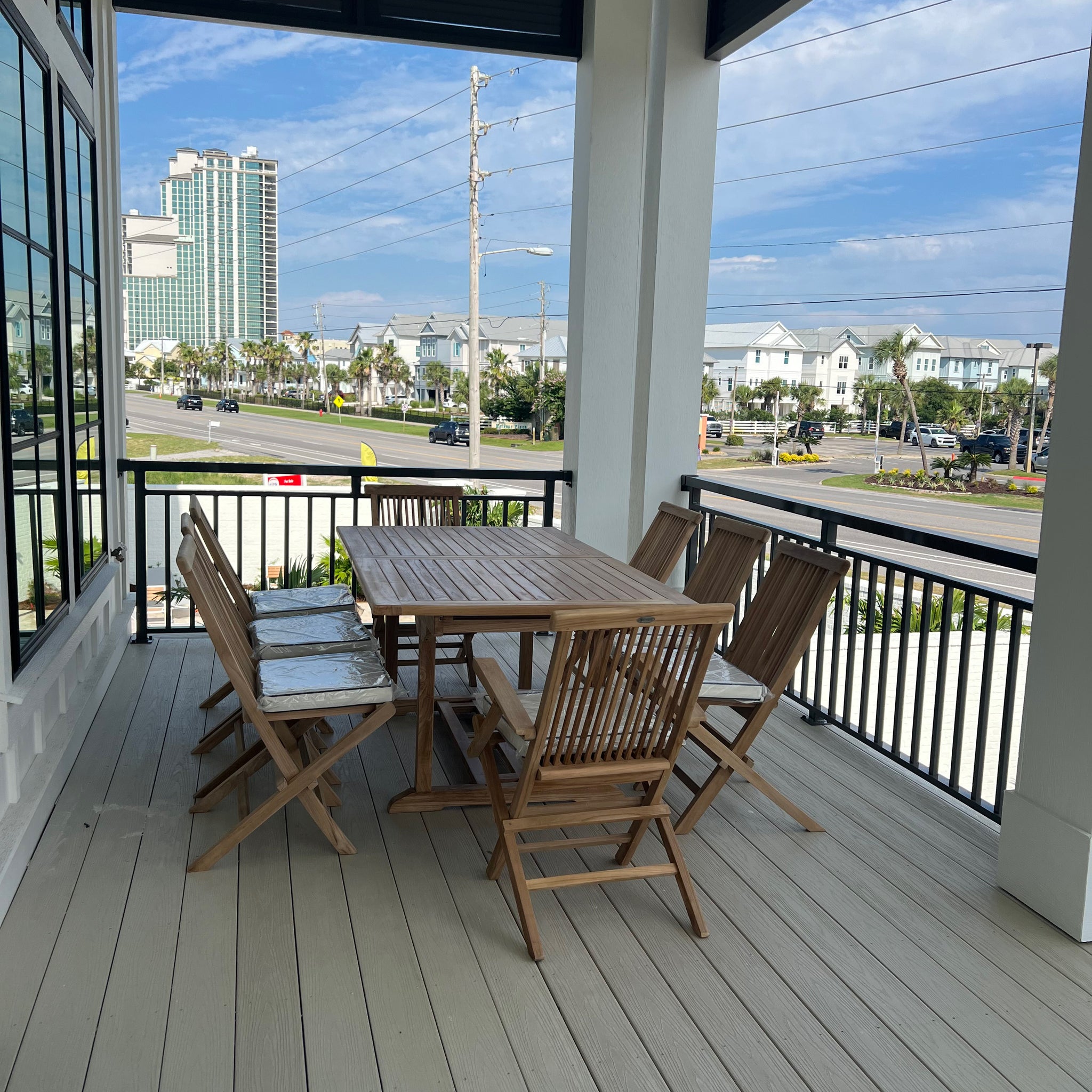 9 Piece Teak Wood Miami Patio Dining Set with Rectangular Extension ...