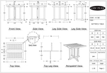 Teak Wood Hatteras Square Folding Patio Table, 35 Inch