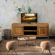 Waxed Teak Wood Santa Barbara Media Center - Chic Teak