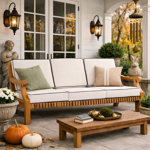 Teak Wood Castle Deep Seating Sofa with Cushions