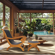Kenya Indoor/Outdoor Teak Wood Lazy Chair Including Footstool - Chic Teak