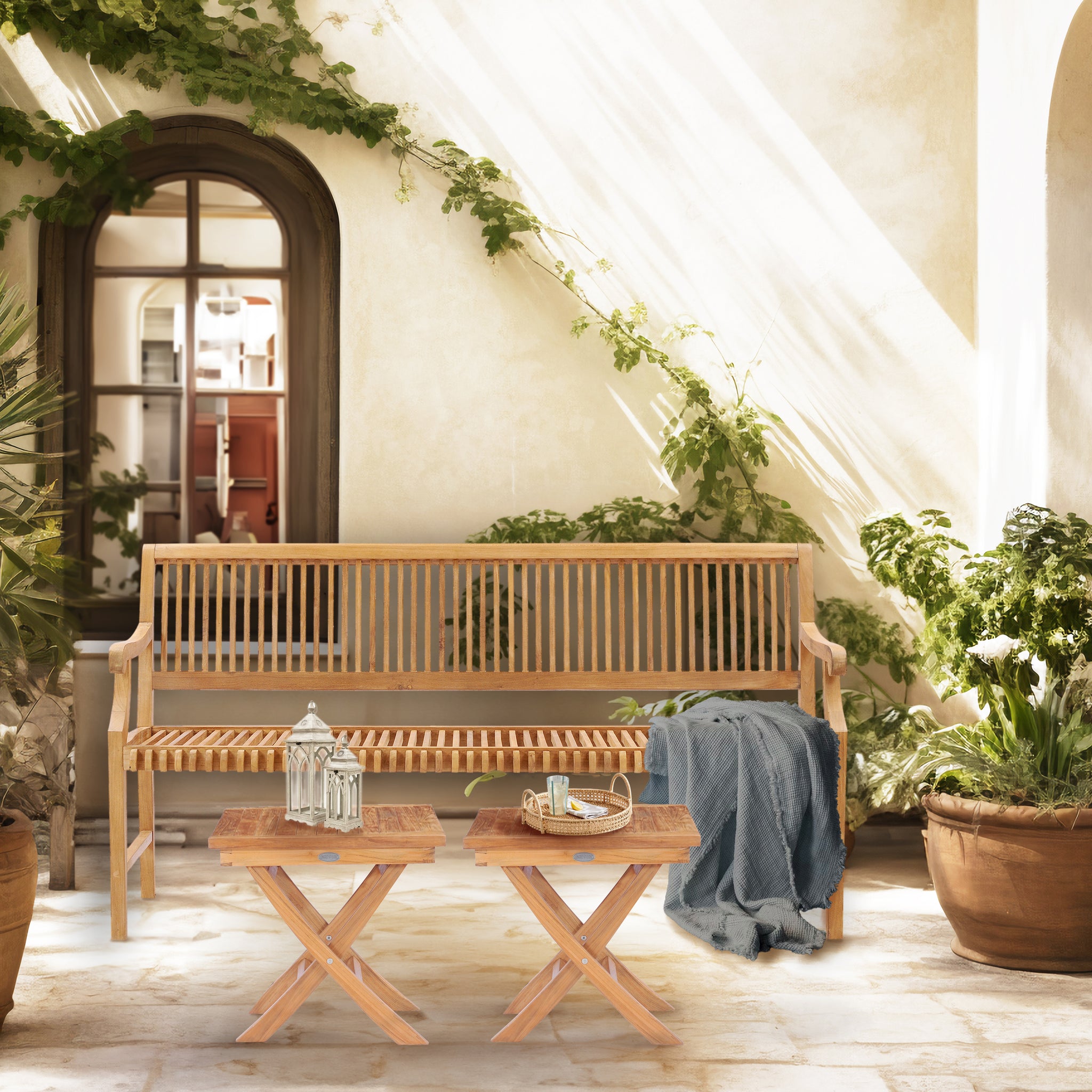 Teak Wood Castle Bench with Arms, 6 ft by Chic Teak only $872.46