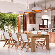 Recycled Teak Wood Marbella Dining Table, 87 Inch - Chic Teak