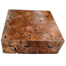 Recycled Teak Wood Square Akar Coffee Table, 47 Inch