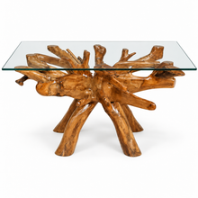 Teak Wood Root Dining Table Including a 55" x 43" Glass Top - Chic Teak