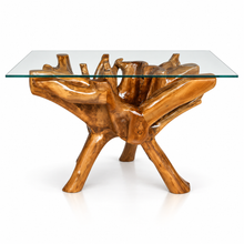 Teak Wood Root Dining Table Including a 55" x 43" Glass Top - Chic Teak