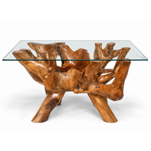 Teak Wood Root Dining Table Including a 55" x 43" Glass Top - Chic Teak