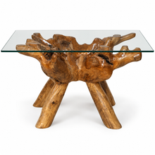Teak Wood Root Dining Table Including a 55" x 43" Glass Top - Chic Teak