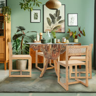 Teak Wood Root Dining Table Including 55 Inch Round Glass Top - Chic Teak