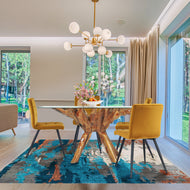 Teak Wood Root Dining Table with 55 inch Square Glass Top - Chic Teak