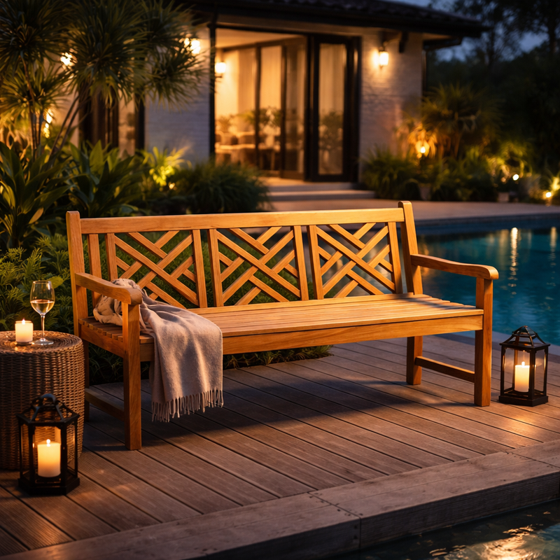 Teak Wood Chippendale Triple Bench by Chic Teak only $962.65