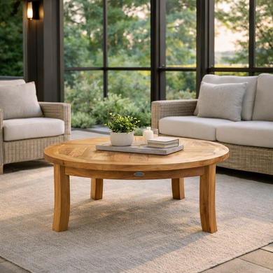 Teak Wood Italy Round Coffee Table, 39 inch