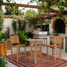 3 Piece Teak Wood Bistro Bar Set Including 36" Round Half Moon Table and 2 Abaco Barstools