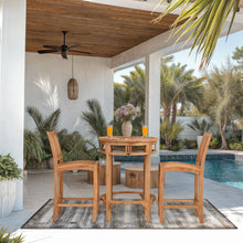 3 Piece Teak Wood Bistro Bar Set Including 32" Round Orleans Bar Table and 2 Abaco Barstools