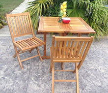 Teak Wood Hatteras Square Folding Patio Table, 35 Inch