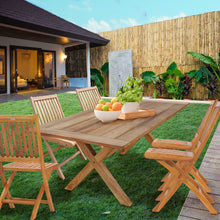 Teak Wood Cross Indoor/Outdoor Dining Table 87" x 40"