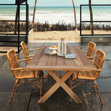 Teak Wood Cross Indoor/Outdoor Dining Table 87" x 40"