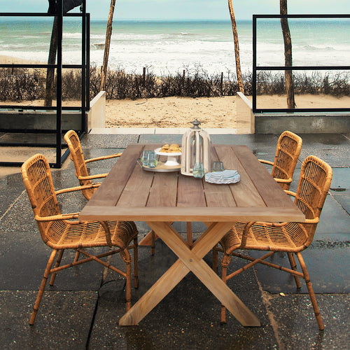 Teak Wood Cross Indoor/Outdoor Dining Table 87