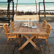 Teak Wood Cross Indoor/Outdoor Dining Table 87" x 40" - Chic Teak