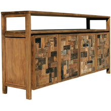 Recycled Teak Wood Mozaik Media Center / Buffet with 4 Wooden Doors - Chic Teak