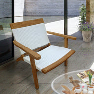 Teak Wood Paris Patio Lounge and Dining Chair, White - Chic Teak
