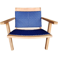 Teak Wood Barcelona Patio Lounge and Dining Chair, Blue - Chic Teak