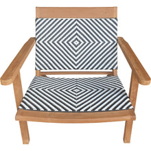 Teak Wood Barcelona Patio Lounge and Dining Chair, Black & White - Chic Teak