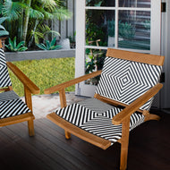 Teak Wood Paris Patio Lounge and Dining Chair, Black & White - Chic Teak