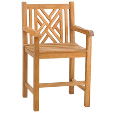 Teak Wood Chippendale Counter Stool with Arms