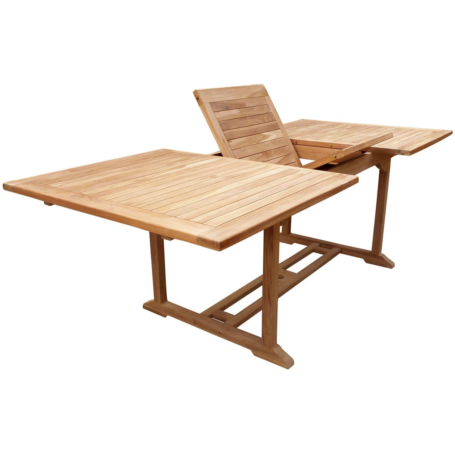 9 Piece Teak Wood Castle Patio Dining Set with Rectangular Extension ...
