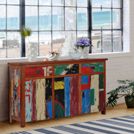 Marina del Rey Buffet with 3 Doors and 3 Drawers Made from Recycled Teak Wood Boats - 63" Wide - Chic Teak