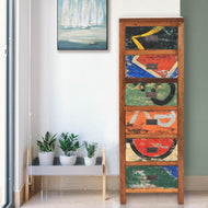 Marina del Rey Chest with 6 Vertical Drawers Made From Recycled Teak Wood Boats - Chic Teak