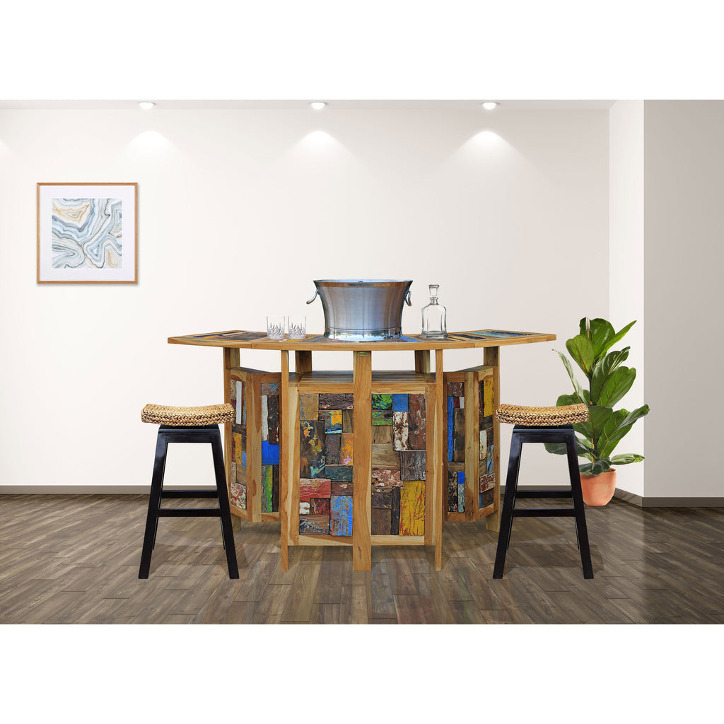 Marina Del Rey Folding Freestanding Bar, Made From Recycled Teak Wood ...