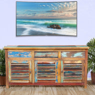 Marina del Rey Chest / Media Center 3 Doors and 3 Drawers made from Recycled Teak Wood Boats - Chic Teak