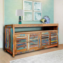 Marina del Rey Chest / Media Center with 4 Doors & Raised Shelf made from Recycled Teak Wood Boats