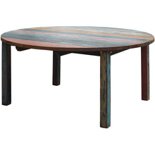 Round Dining Table made from Recycled Teak Wood Boats, 55 inch - Chic Teak