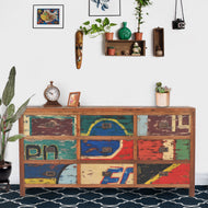 Marina del Rey Dresser / Chest With 9 Drawers Made From Recycled Teak Wood Boats - Chic Teak