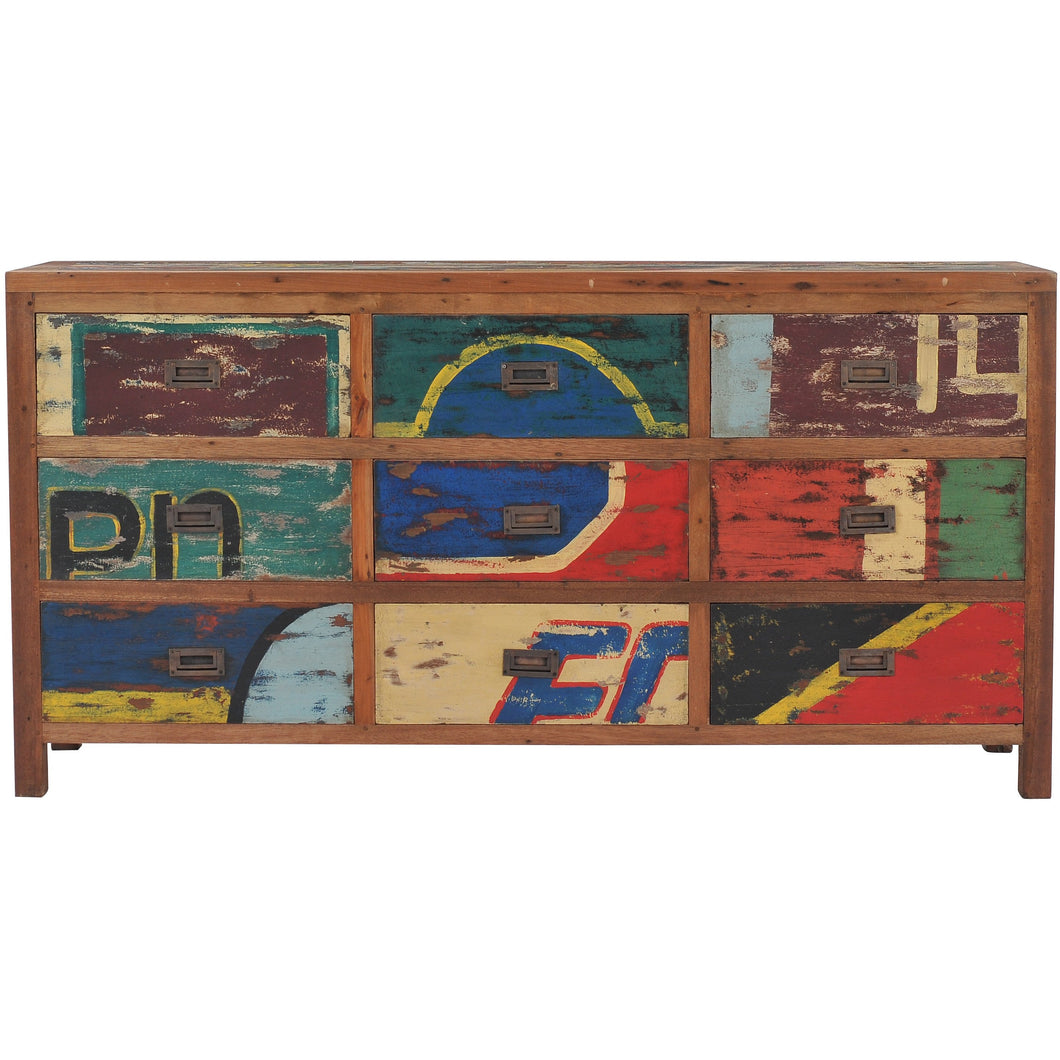 Marina del Rey Dresser / Chest With 9 Drawers Made From Recycled Teak