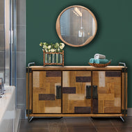Recycled Teak Wood Katari Bathroom Linen Cabinet with 3 Doors - Chic Teak