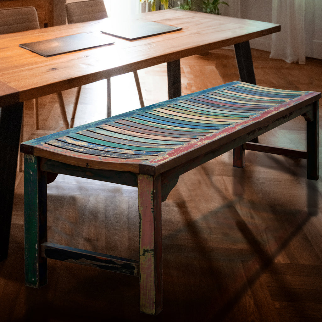 Marina del Rey Backless Dining Bench made from Recycled Teak Wood Boats ...