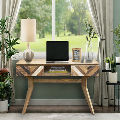 Recycled Teak Wood Brux Art Deco Console Table / Writing Desk