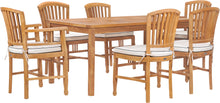 7 Piece Teak Wood Orleans 63" Patio Bistro Dining Set with 2 Arm Chairs & 4 Side Chairs